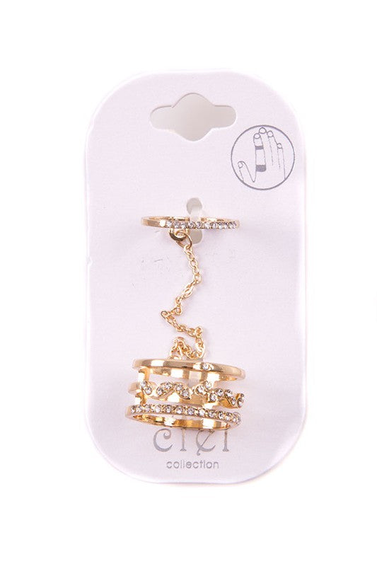 Zigzag Rhinestone Stackable Ring Set