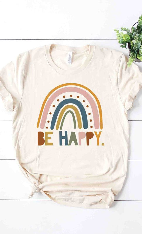 Be Happy Rainbow Graphic Tee