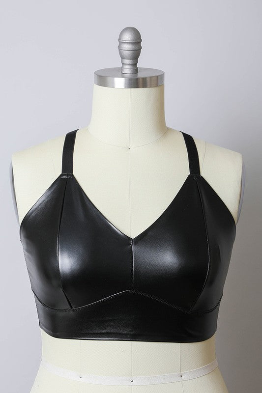 Faux Leather Longline Bralette
