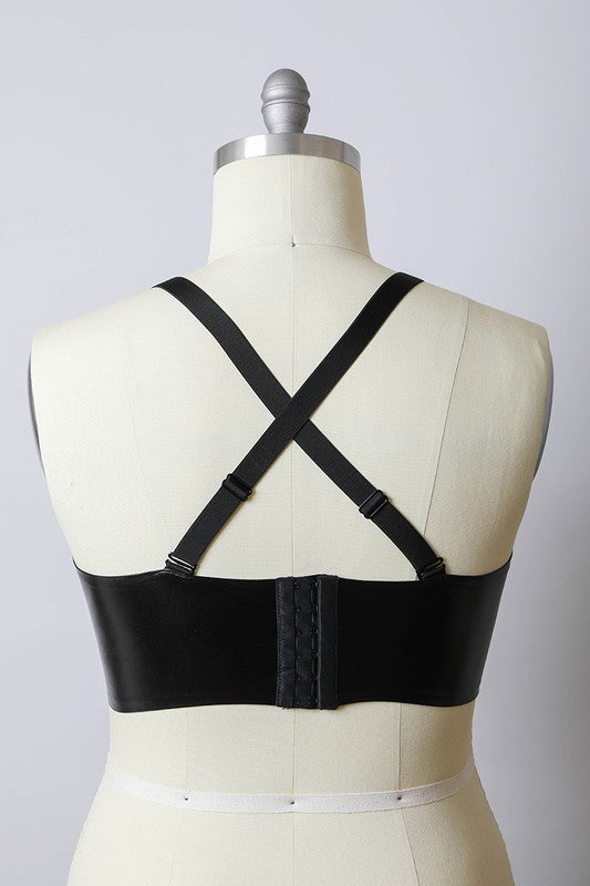Faux Leather Longline Bralette