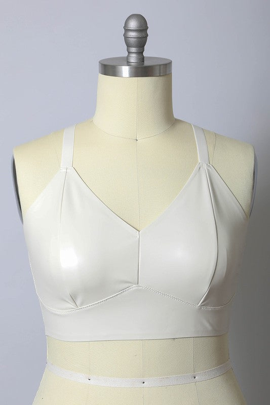 Faux Leather Longline Bralette