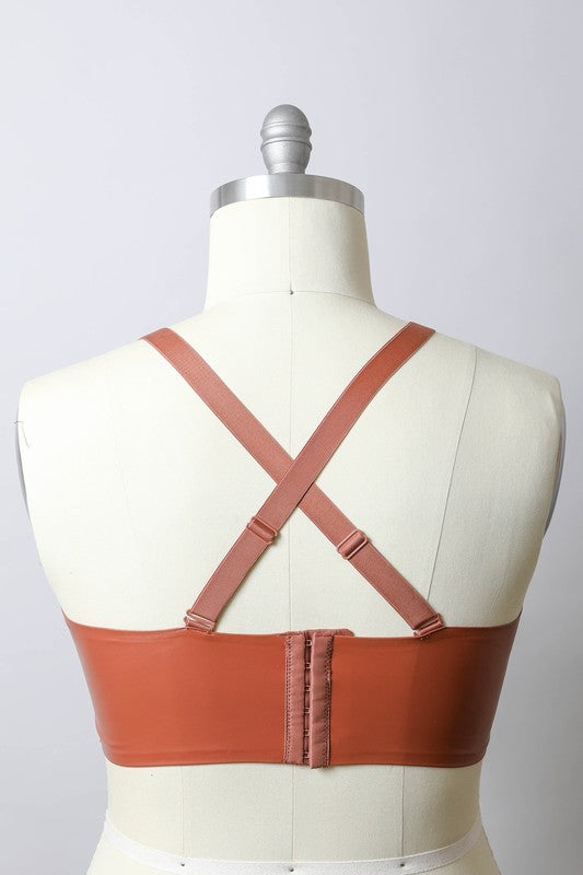 Faux Leather Longline Bralette