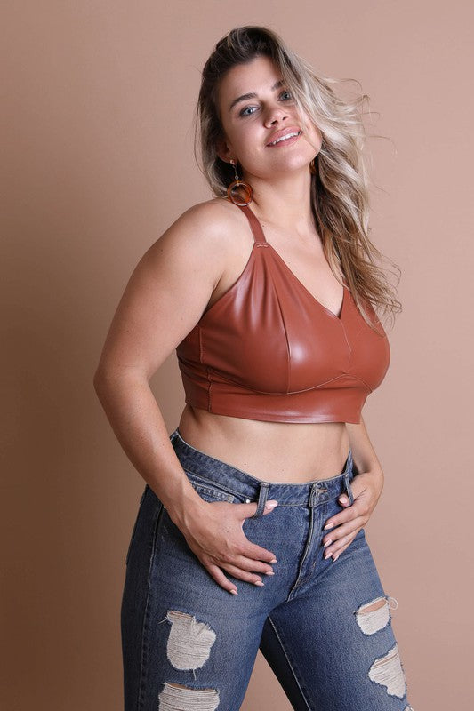 Faux Leather Longline Bralette