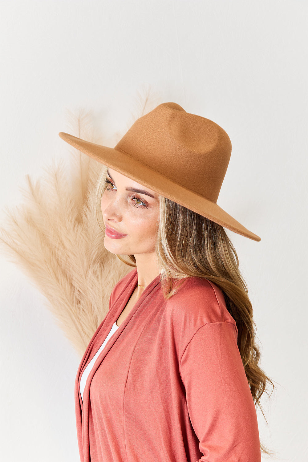 Flat Brim Khaki Fedora Hat