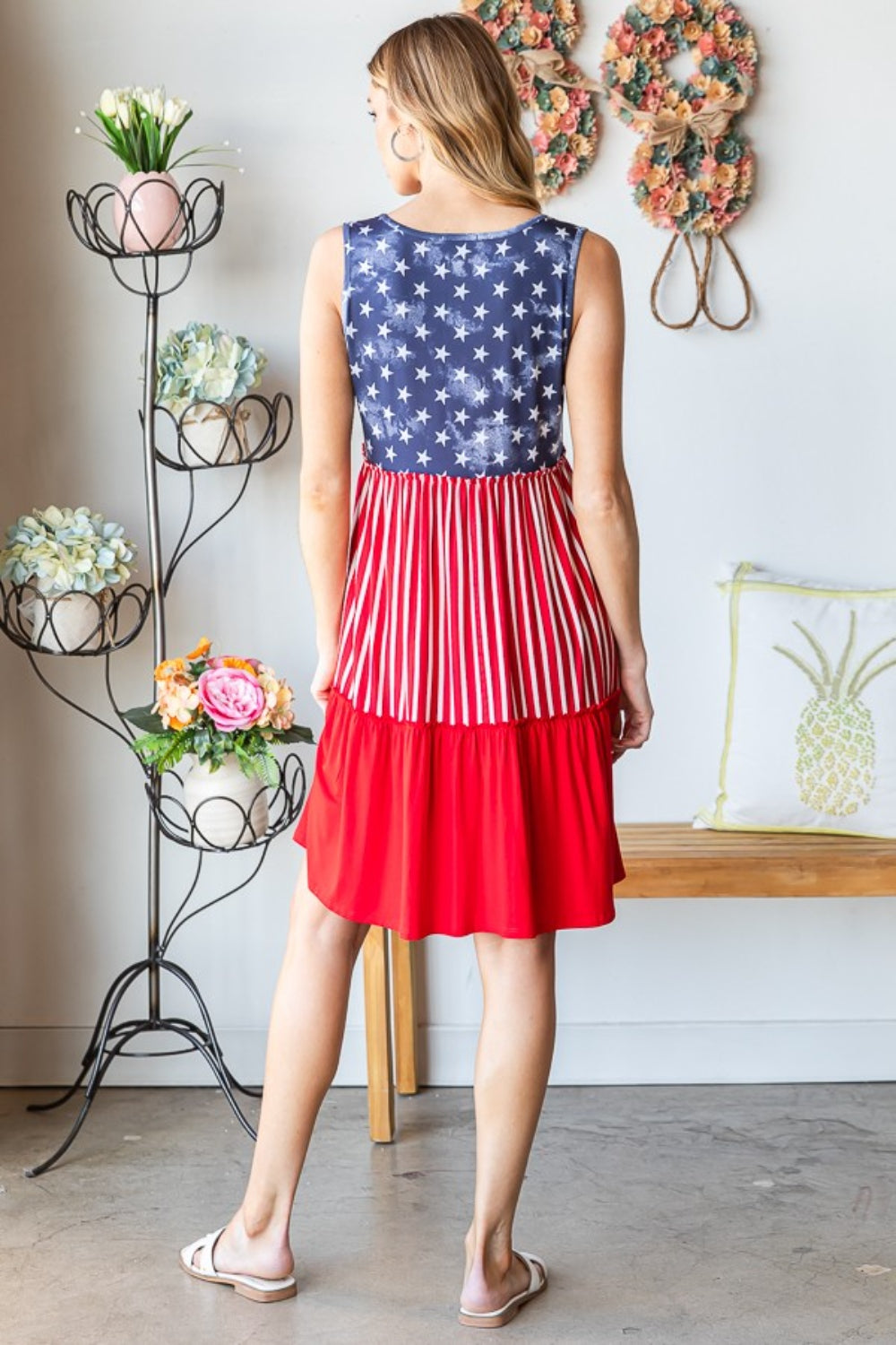 Heimish Full Size US Flag Theme Dress
