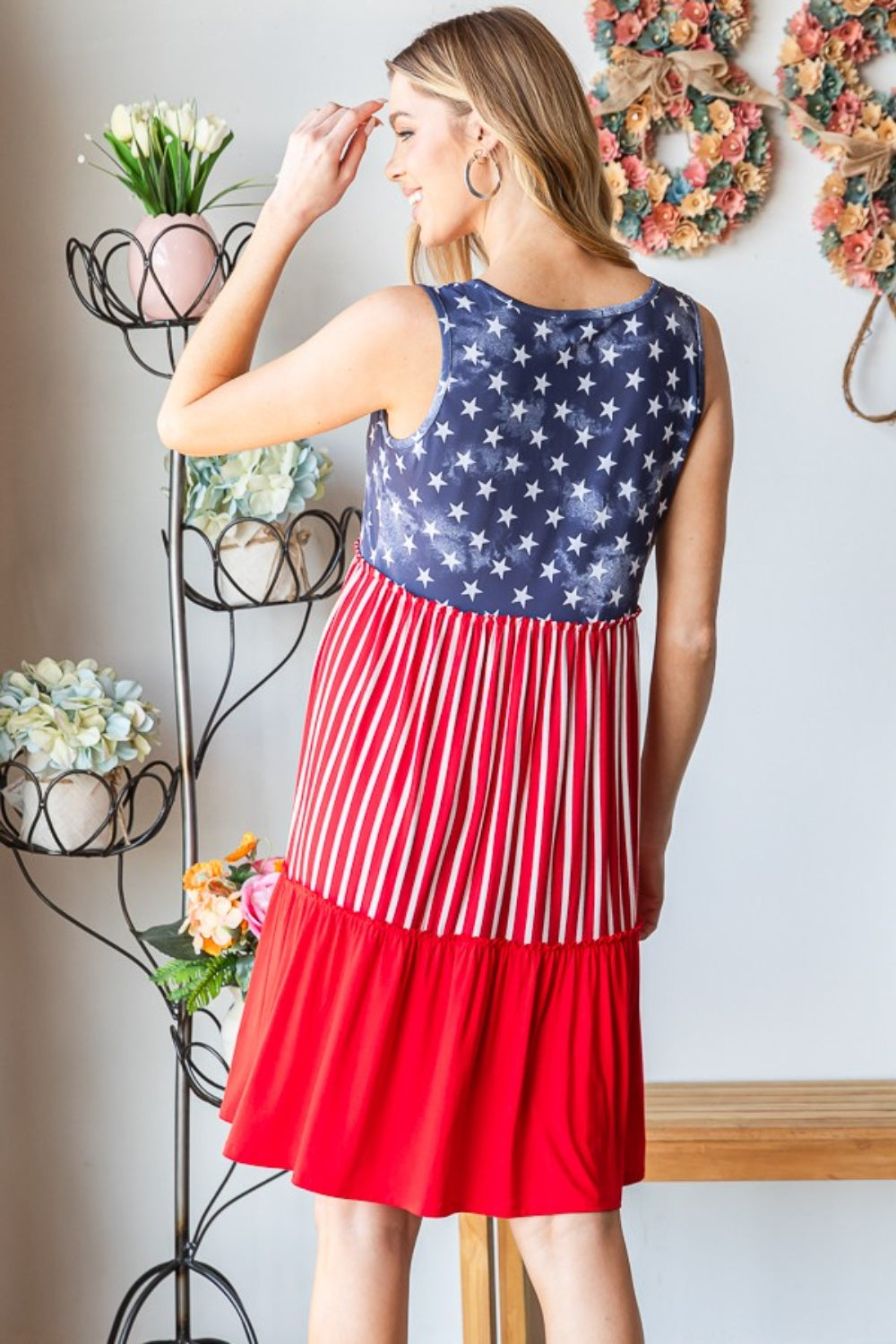 Heimish Full Size US Flag Theme Dress
