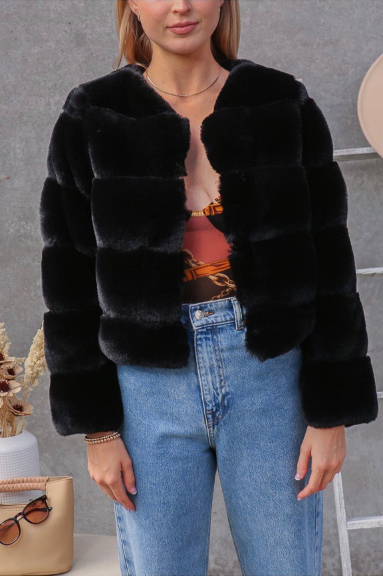 Faux Fur Open Jacket