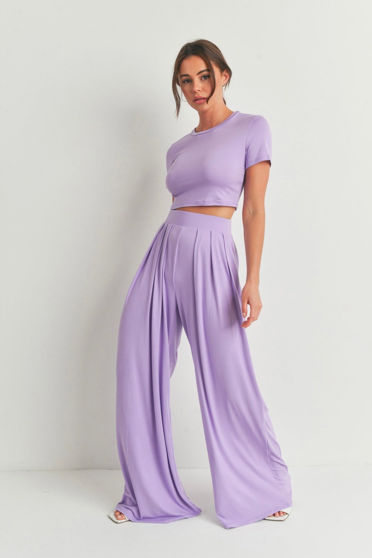 Crop-Top and Wide Leg Palazzo Pants set