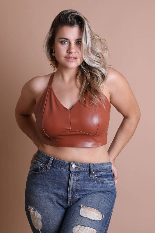 Faux Leather Longline Bralette