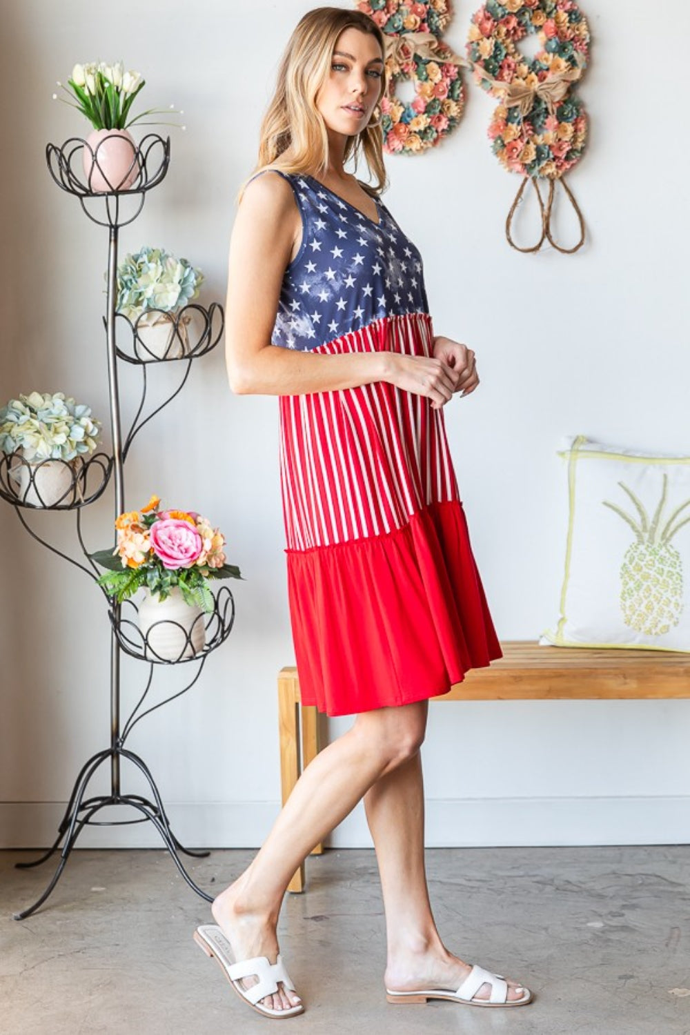 Heimish Full Size US Flag Theme Dress