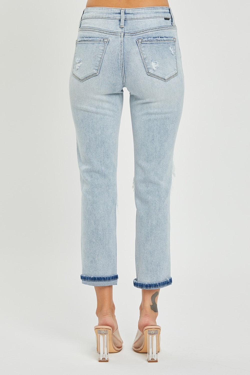 Rissen Mid-Rise Sequin Patched Jeans