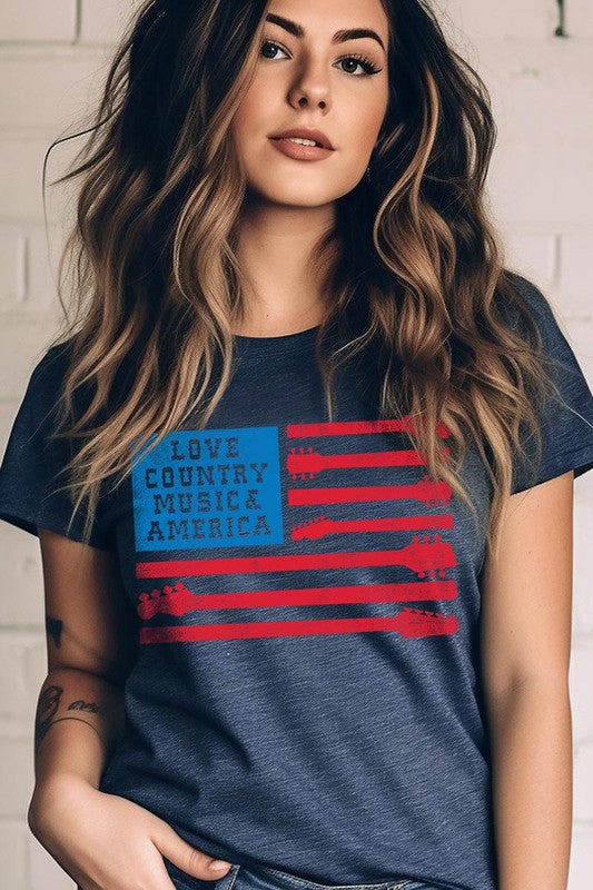 Love Country Music & America Graphic T Shirts