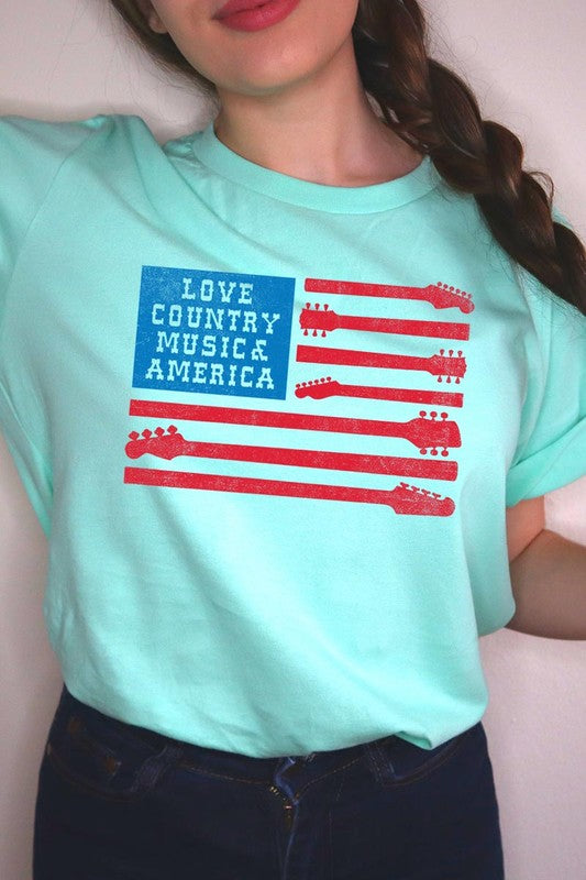 Love Country Music & America Graphic T Shirts