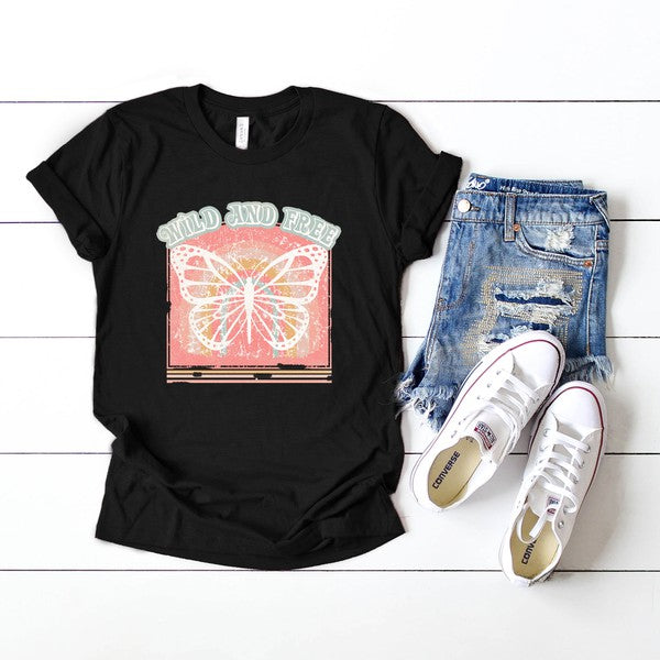 Wild And Free Butterfly Short Sleeve Graphic Tee