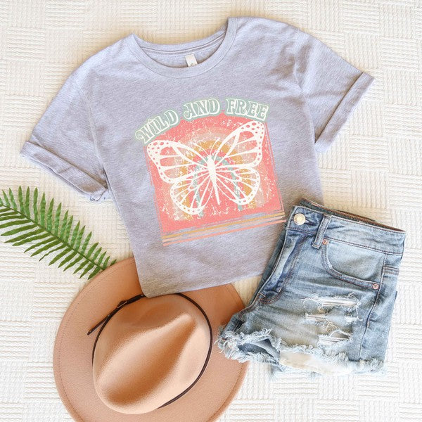 Wild And Free Butterfly Short Sleeve Graphic Tee