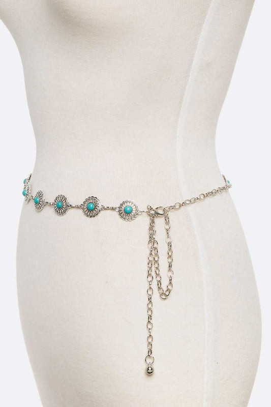 Turquoie Oval Concho Chain Belt