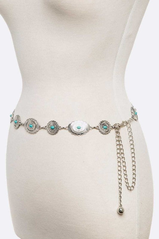 Turquoise Western Designed Fashion Chain Belt